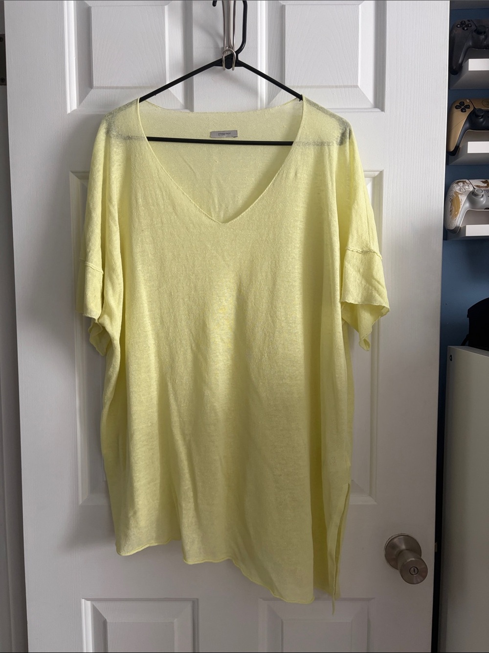 Crea Concept Asymmetric Linen Minimalist Blouse Top Size 44 L/XL